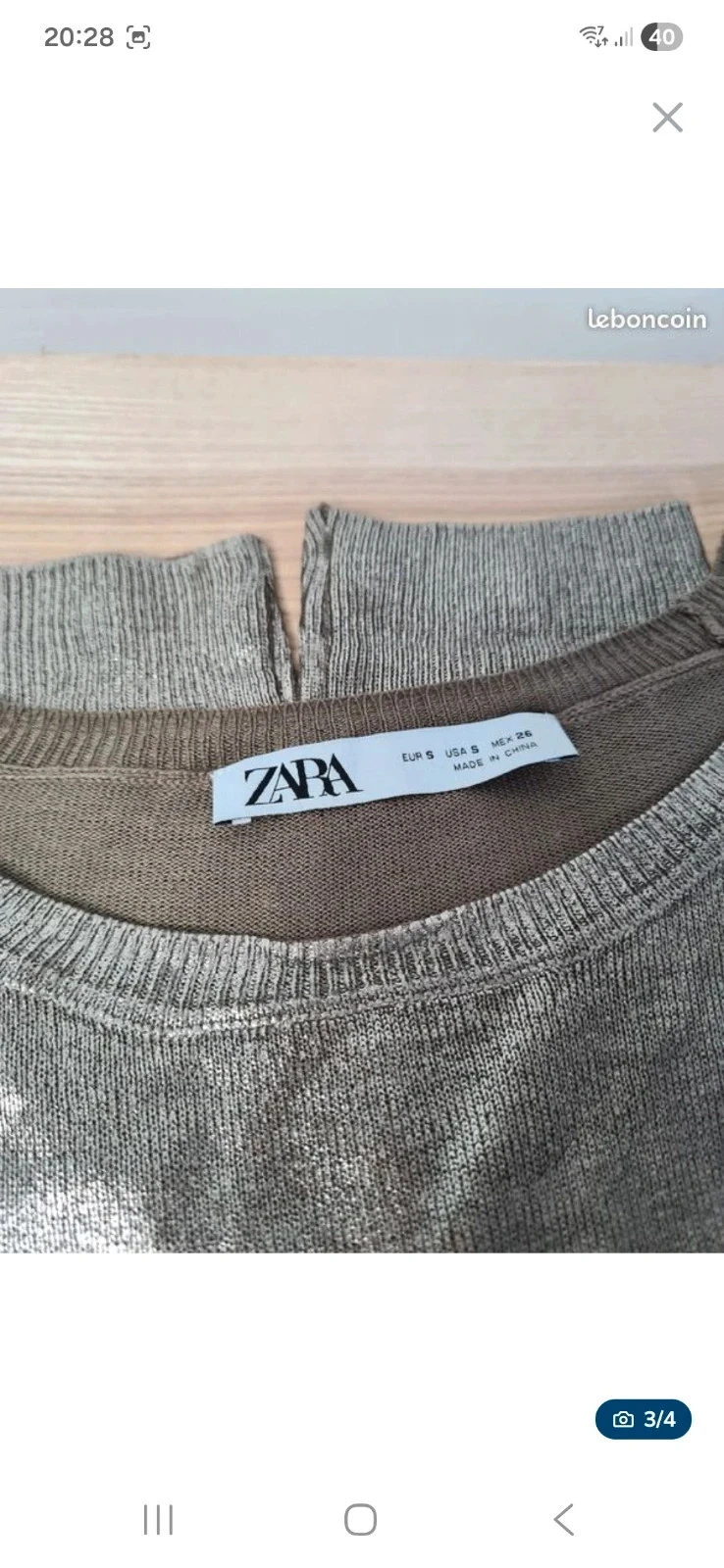 Top Zara corte amplio dorado metalizado – Nuevo – Talla S – photo 3
